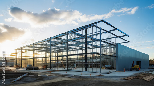 Modern Architecture - Steel Frame Structure and Lift Equipment