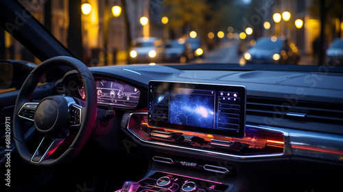 modern car interior with a smart phone © Daniel