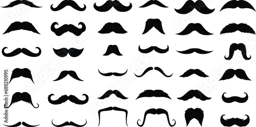 Mustache silhouettes Set. isolated on white background photo