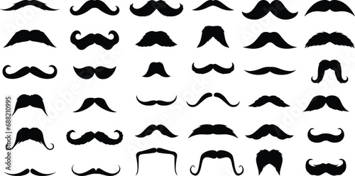 Mustache silhouettes Set. isolated on white background