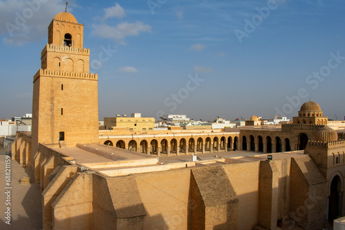 The Great Mosque of Kairouan in Tunisia, North Africa. UNESCO World Heritage. Tunisian market
