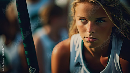 Intense field hockey penalty corner moment