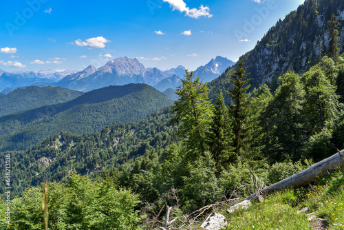 view from Lattengebirge towards Berchtesgaden alps, bavaria, germany photo