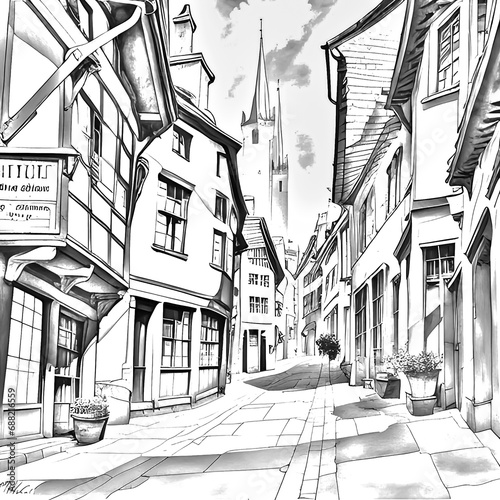 old street in the city, shambles inspired art, York, England 