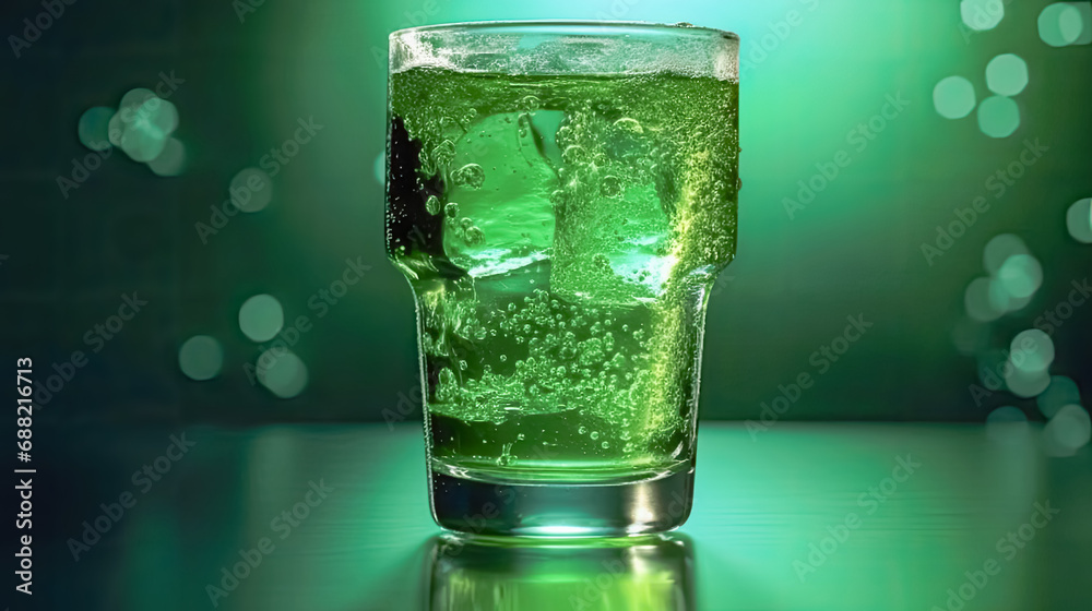 Cheers to St. Patricks, Green Irish beer a festive stock photo capturing the spirit of the holiday celebration with a bubbly touch. Cheers to St. Patricks, Green Irish beer a festive stock photo capturing the spirit of the holiday celebration with a bubbly touch.