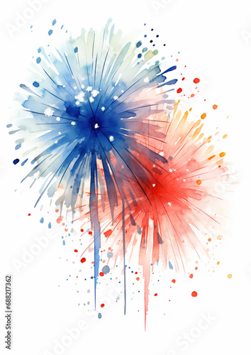 Illustration watercolor of fireworks