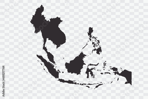 Southeast Asia Map iron Color on White Background quality files Png