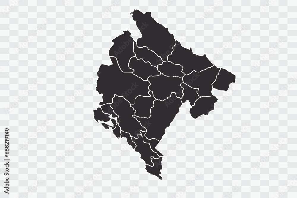 Montenegro Map iron Color on White Background quality files Png