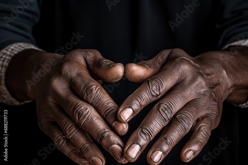 Close up hands of a african american man