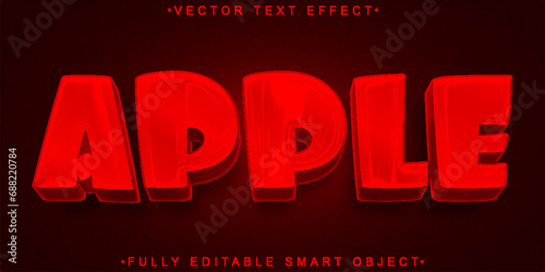 Cartoon Red Apple Vector Fully Editable Smart Object Text Effect