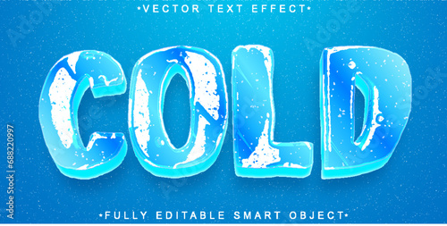 Cartoon Winter Cold Vector Fully Editable Smart Object Text Effect