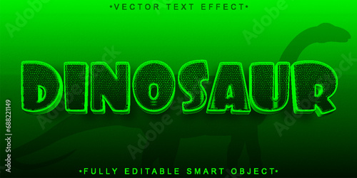 Cartoon Skin Green Dinosaur Vector Fully Editable Smart Object Text Effect