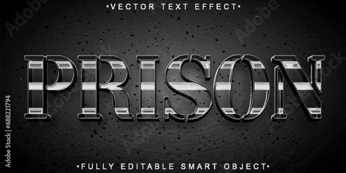 Silver Prison Vector Fully Editable Smart Object Text Effect photo