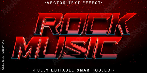 Red Shiny Rock Music Vector Fully Editable Smart Object Text Effect