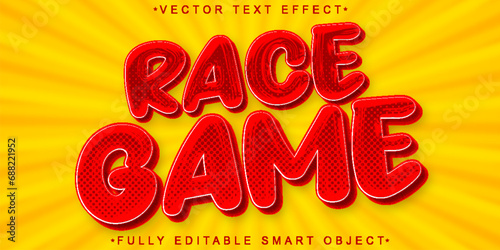 Red Cartoon Race Game Vector Fully Editable Smart Object Text Effect