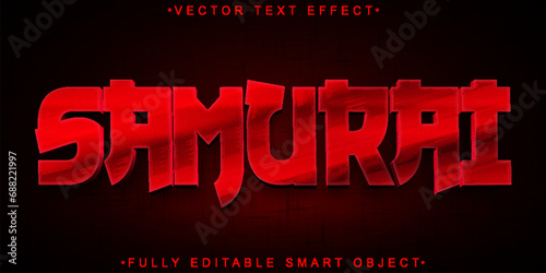 Red Japan Samurai Vector Fully Editable Smart Object Text Effect
