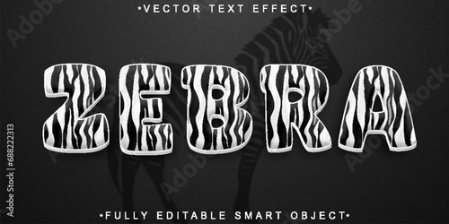 Cartoon Zebra Vector Fully Editable Smart Object Text Effect