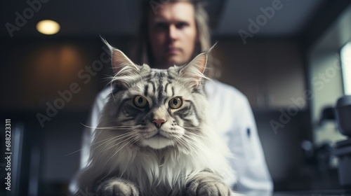 Chef man posing with his cat © PixelPaletteArt