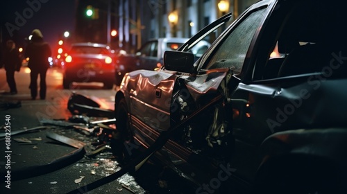 A vehicle that had an accident at night © PixelPaletteArt