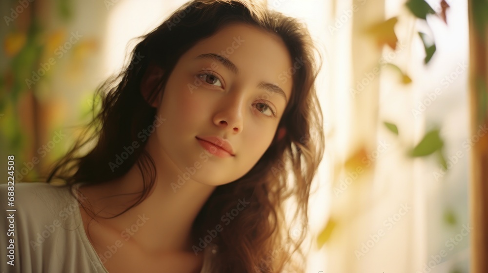 Young beautiful woman with a natural facial structure Young beautiful woman with a natural facial structure