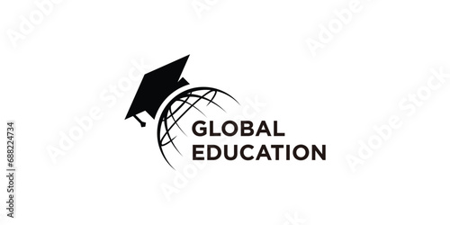 Global Education Logo Design. World College Icon Symbol Vector Template.