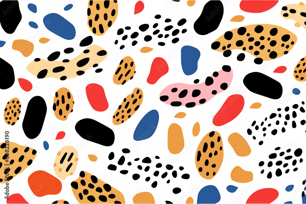 Fototapeta premium Modern animal print pattern flat color illustration, white background