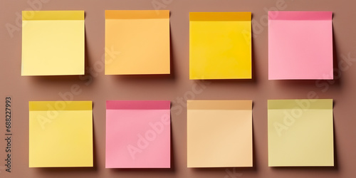 Rows of sticky notes to place ideas and processes, business, ideas, brainstorming