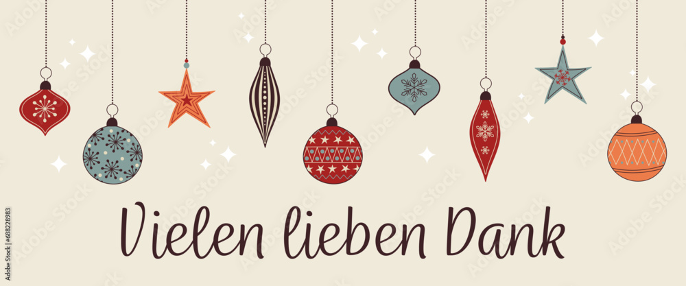Vielen lieben Dank – Schriftzug in deutscher Sprache. Dankeskarte mit