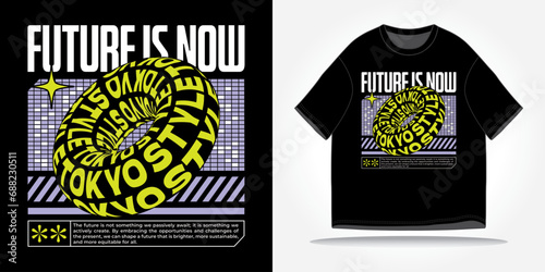 Tokyo japan streetwear tshirt slogan typography y2k, futuristic, future, cyberpunk, retrofuturism. Vector logo icon design illustration. Poster, background, clothing, sticker, badge, quote t-shirt
