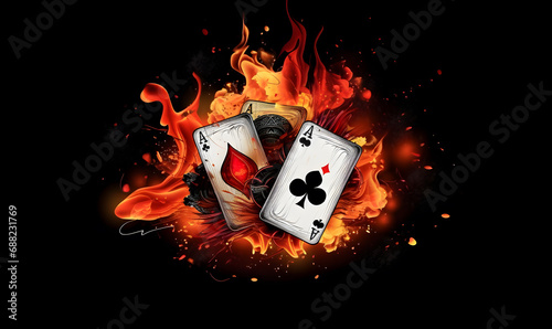 illustration of a themed state of poker equipment in a casino