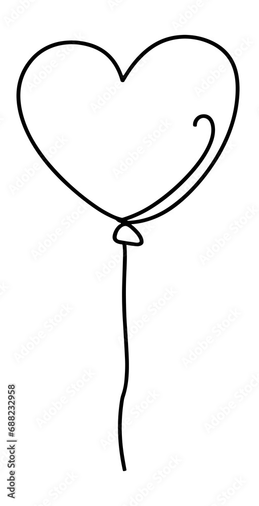 minimalist graphics one line heart shaped balloon