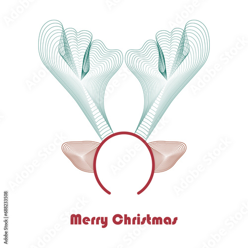 Merry Christmas greeting card with geometric horned reindeer headband on white background vector illustration