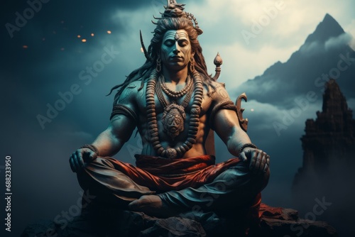 God Shiva. Portrait with selective focus and copy space photo