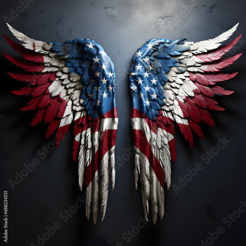 American flag colored wings 