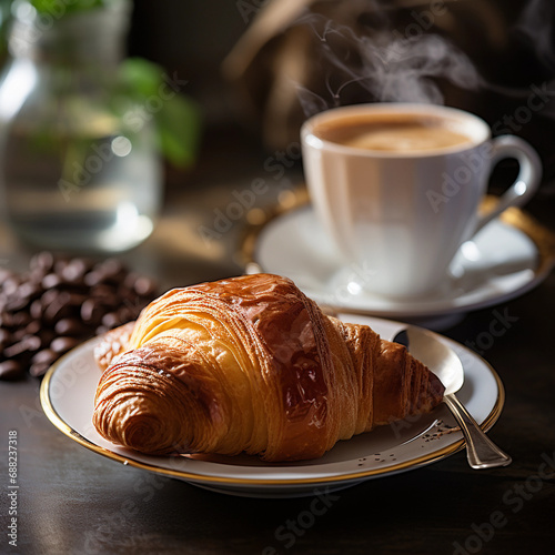 Morning coffee with croisant