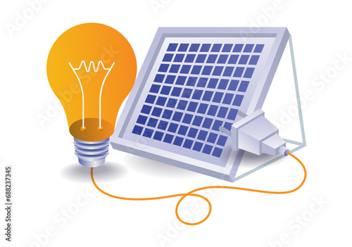 Eco green concept of electrical energy from solar panels