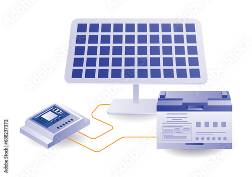 Eco green concept of solar panel channels with storage battery