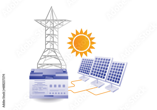Eco green concept of solar panel network for home electricity