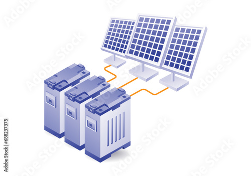 Eco green concept of solar panel and battery network