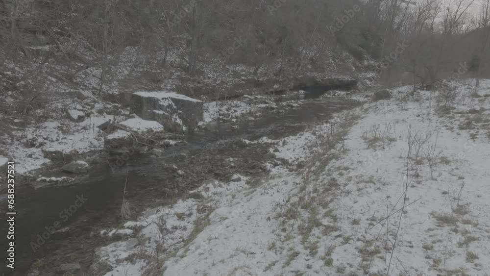 Frozen river and creek Frozen river and creek
