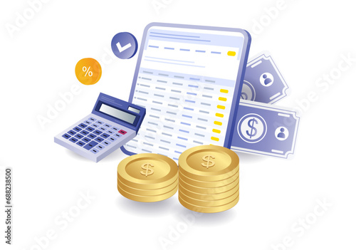 Money calculation analysis concept illustration