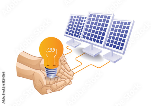 Solar panel energy for electricity eco green concept