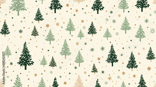 Christmas trees on a beige background repeatable seamless pattern

