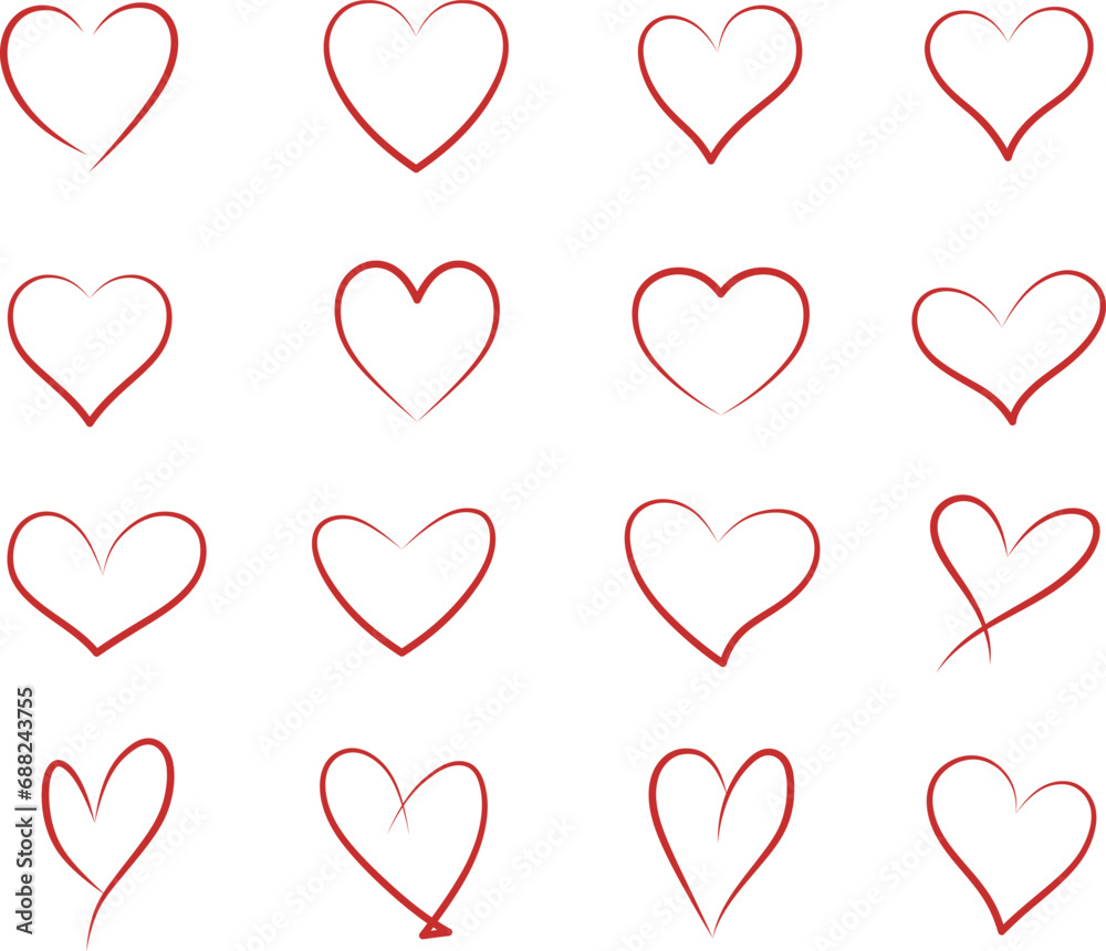 heart symbol of love. sign of heart outline set. Valentine's day. EPS 10