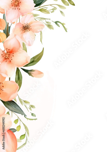 Peach vector realistic golden luxury invitation with flora and flower #688244992