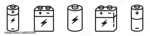 battery cell icon set power electricity and energy symbol photo