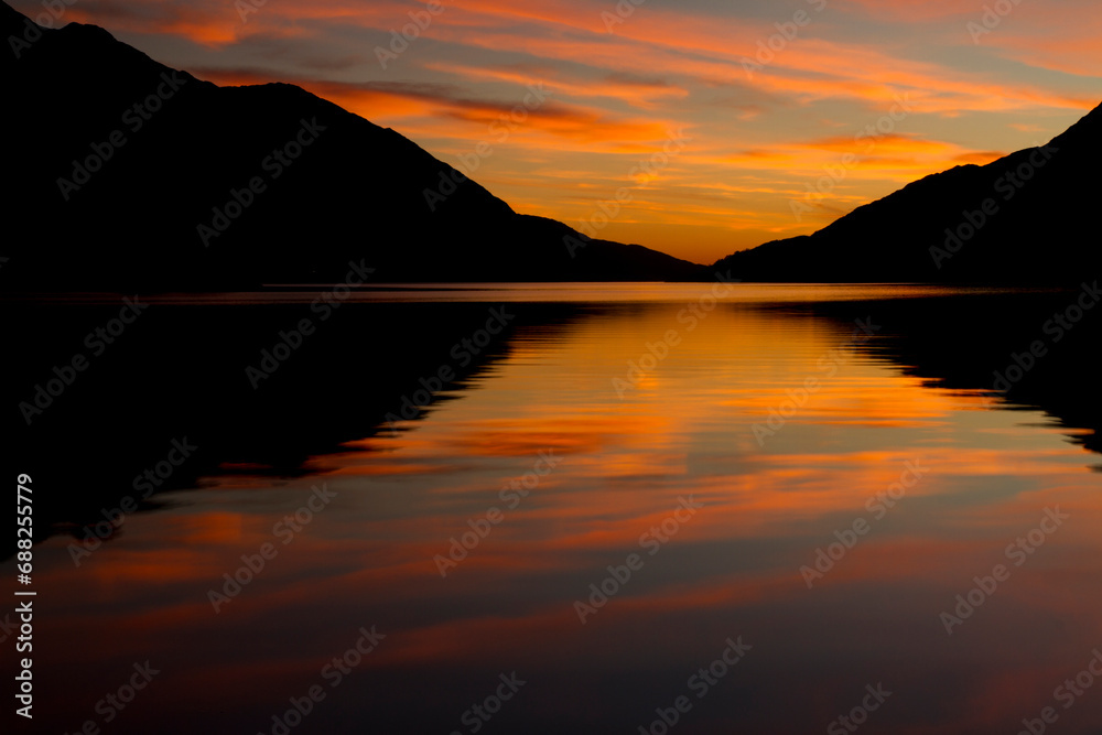 Glenfinnan Loch Shiel Scotland sunset reflection