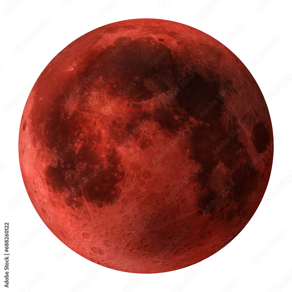 Full Moon isolated. High Quality Red Blood  Super Moon 
