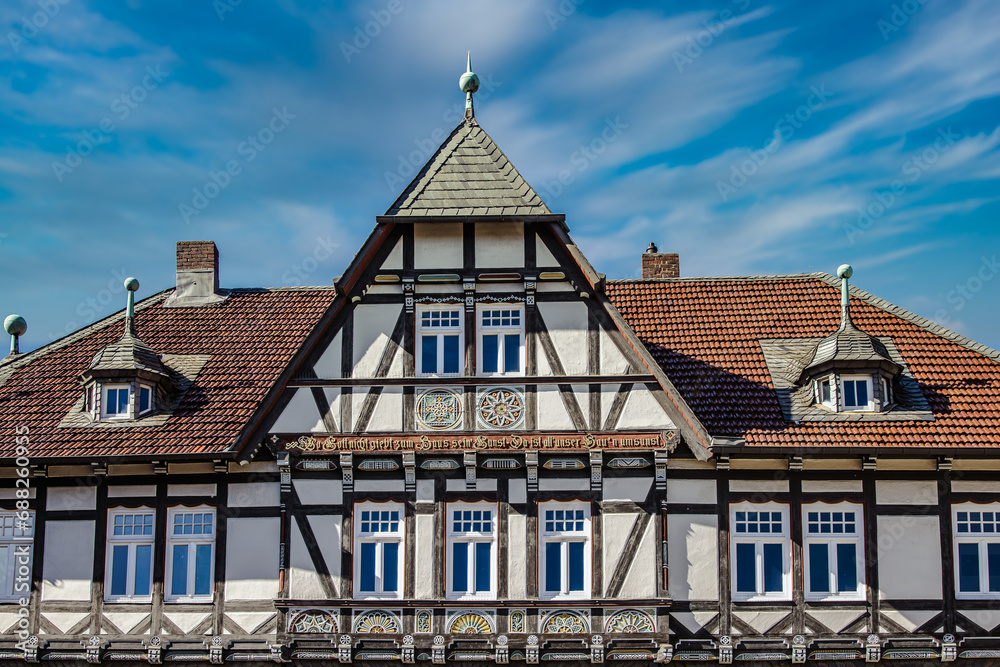 Front of historic House Gable in Goslar Front of historic House Gable in Goslar