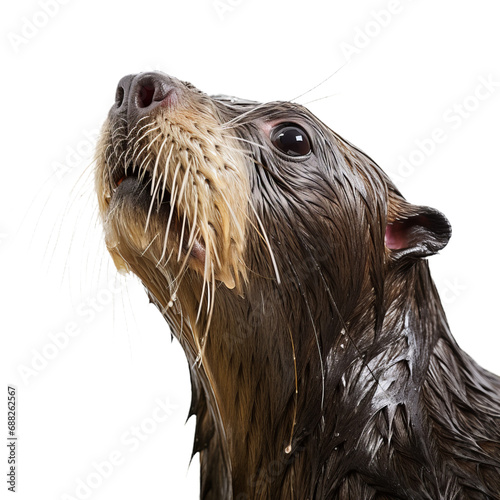 The mustelidae mustelinae's sleek snout glistens with the wildness of a seal, capturing the essence of untamed mammalian beauty in this close-up wildlife portrait